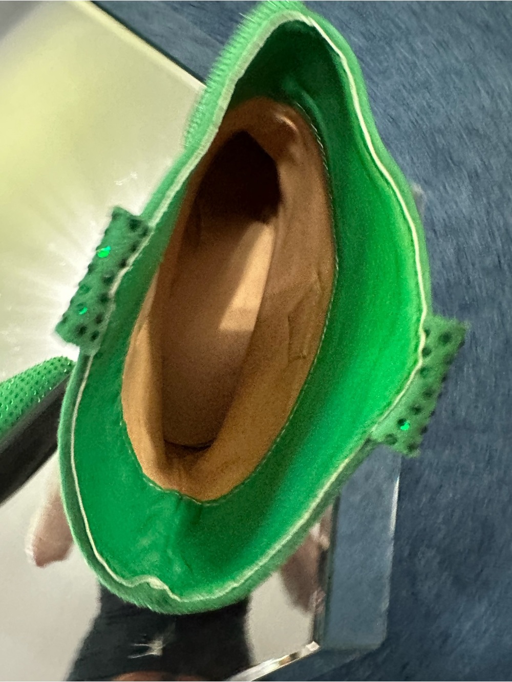 Green Embellished Pointed-Toe Ankle Boots - Picture 7 of 7